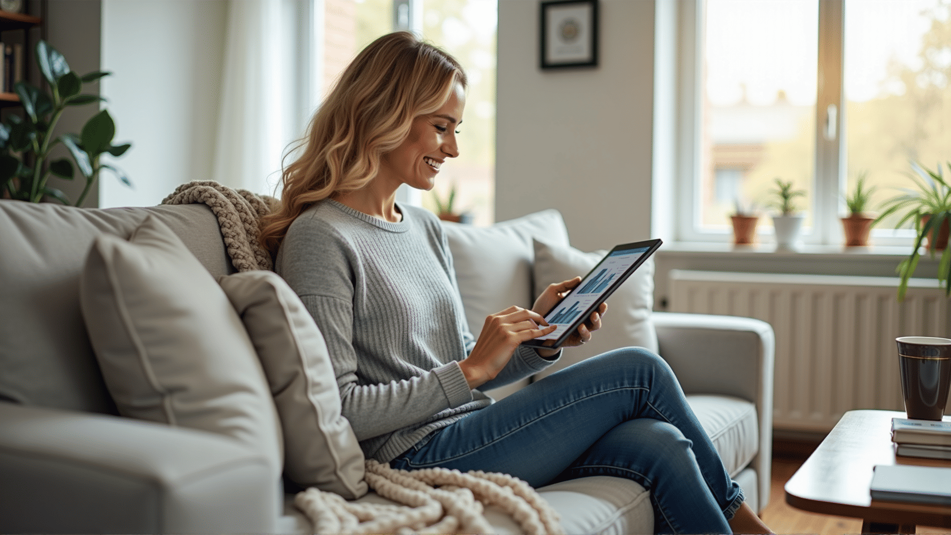 Online banking on a tablet