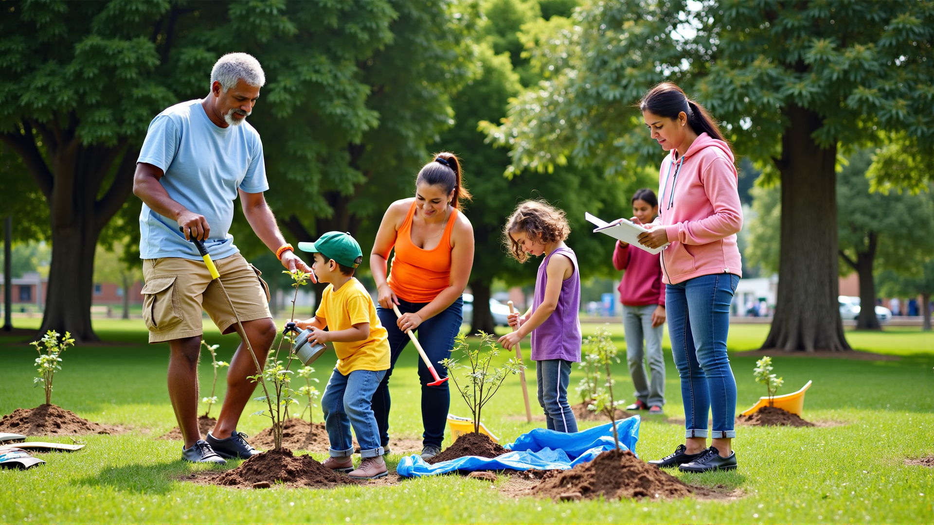 Community volunteers planting