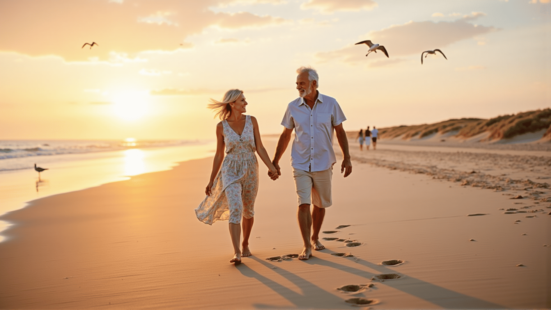 Elderly couple on beach